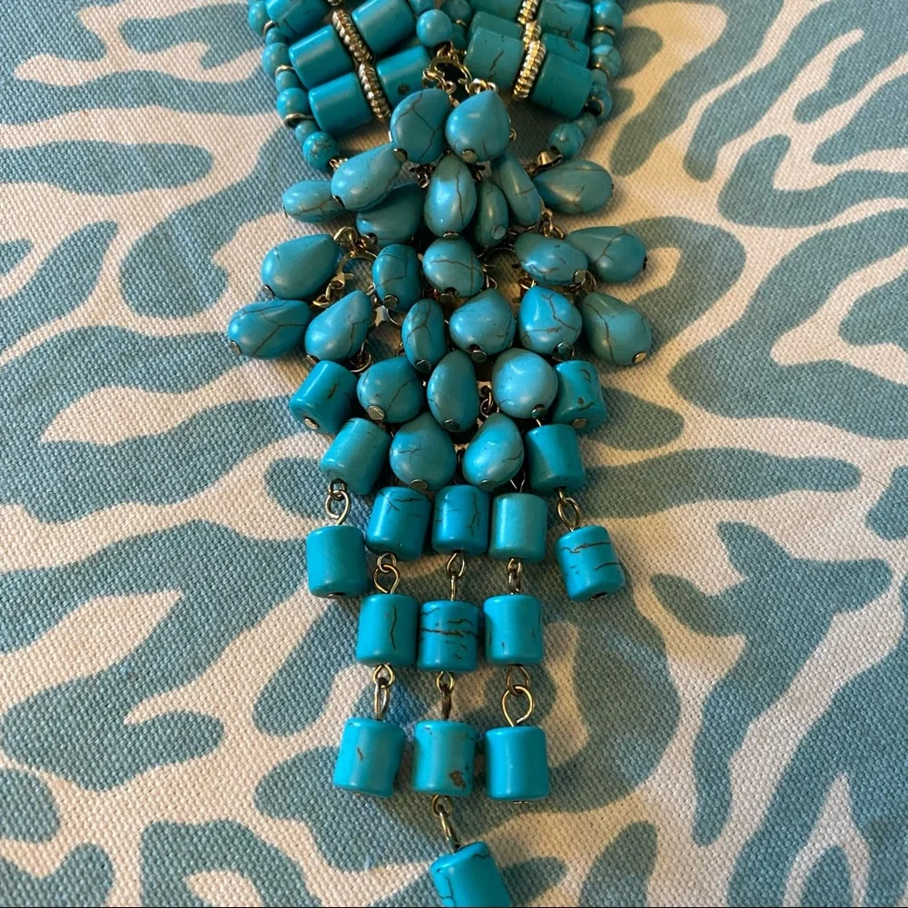 Faux Turquoise Chunky Statement / Runway Necklace
